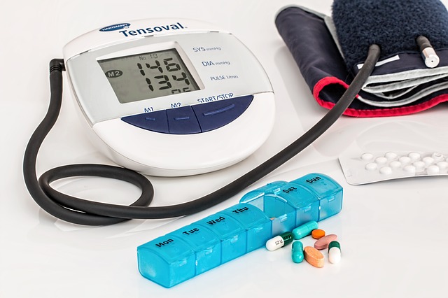 Blood pressure cuff and pills