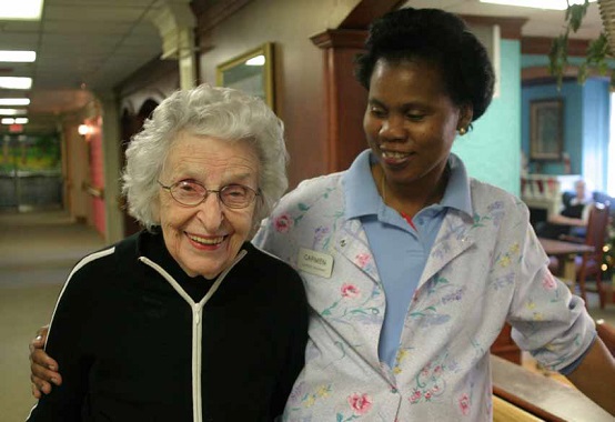 Older woman and nurse