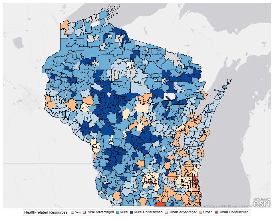 WCHQ 2020 Wisconsin Health Disparities Report Map