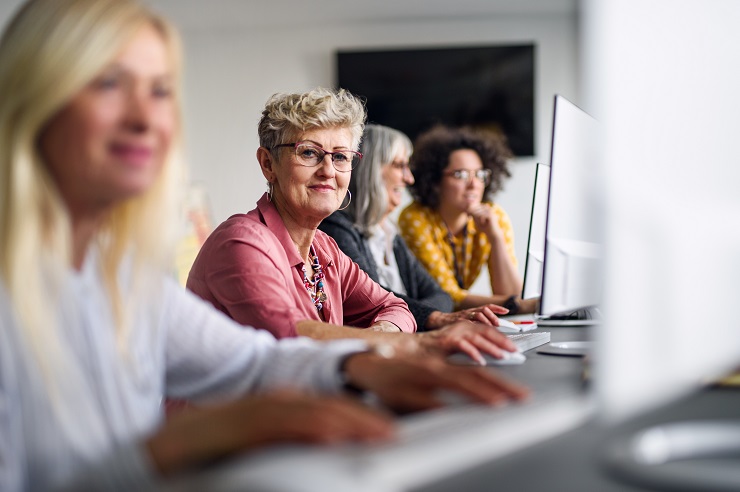 Senior women in classroom