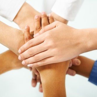 Teamwork hands in